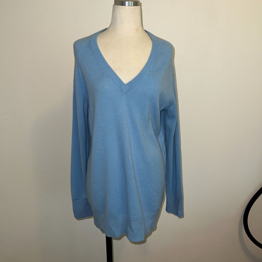 100% Cashmere Equipment Femme Asher V-Neck Sweater Blue Women's Size M